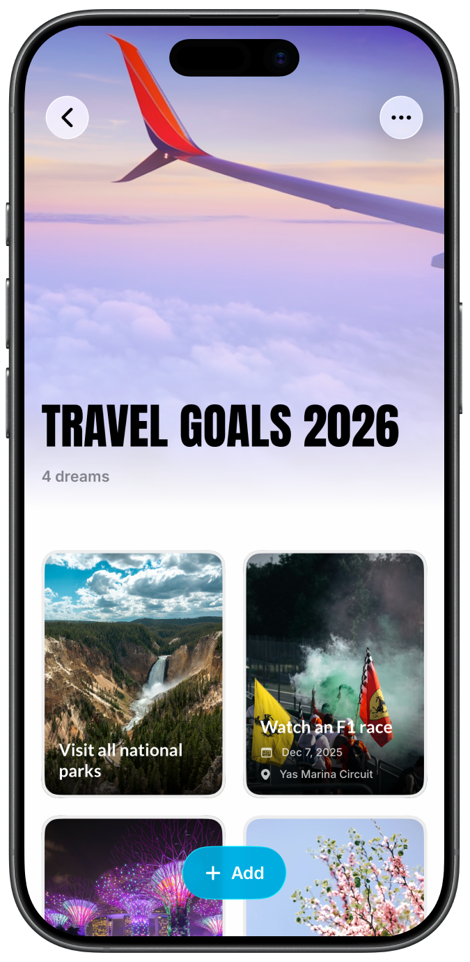 Organized dream lists grouped by categories